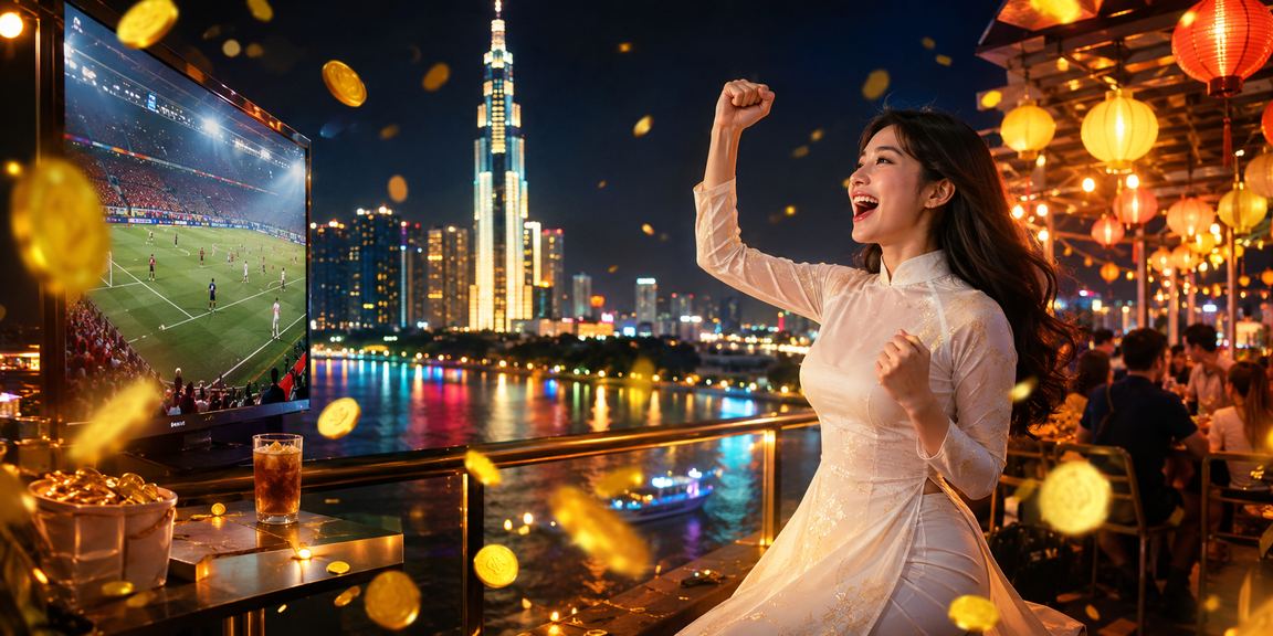 Người dùng TP. Hồ Chí Minh mặc áo dài theo dõi cá cược thể thao trực tuyến trong không khí lễ hội